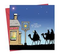 Twizler Merry carte de Noël avec trois Rois mages, chameaux, étoile et Pub - carte de Noël - Happy carte de Noël rigolo - carte de Noël - carte de Noël pour femme
