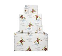 Twizler Papier cadeau de Noël amusant - Pull de Noël grenouille - 4 feuilles et 4 étiquettes - Feuilles pliées de 70 cm x 50 cm - Papier cadeau de Noël amusant