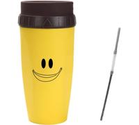 Twizz Cup, Twizz Travel Mug, Neolid Twizz Travel Mug, Non Spill Cup Twist, Twistable Water Cup, Twizz Coffee Cup Aperture Mug, Twizz Coffee Cup Aperture Mug with Straw Double Silicone (Yellow Face)
