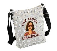 TWL - Sac à bandoulière avec citation Lotus - Cadeau inspiré de l'émission TV Live Laugh Lorazepam - Cadeau pour amoureux de la série TV TWL, Sac Live Laugh