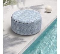 TWLEAR Ottoman gonflable intérieur/extérieur, toutes saisons, 78,7 x 35,6 cm, repose-pieds rond, repose-pieds portable pour terrasse, jardin, porche, maison, bleu galet