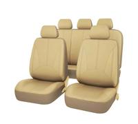 TWMEU Housses Siège Voiture Auto en Cuir PU Ensemble Complet Auto Universelles Accessoires D'intérieur De Protection De Coussin De Siège Housses Siège De Voiture(1 X Beige Set)