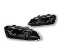 TWMEU Phare Feux Avants Pour VW Pour Polo 2011-2018 Phares LED Accessoires De Style Automobile Phare Avant(LHD,Silver headlight)