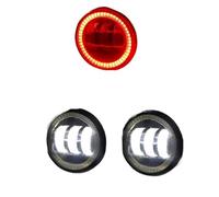 TWMEU Phares Antibrouillard Auto Pour Citroen Pour C6 Pour C4 Pour C5 DS3 DS5 Pour Xsara Voiture LED Lentille Brouillard Feux Jour DRL 12V 2 X Angel Eye Feux Brouillard(Red and White)