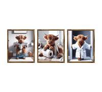 TWNSLLA Lot de 3 impressions d'art mural amusantes pour salle de bain, toilettes, sans cadre, 20,3 x 25,4 cm