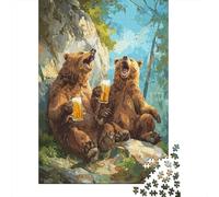 Two Bears Drinking Beer Plaque Murale en Métal 70x50cm/1000pcs pour Le Pub Ou Le Café, pour Le Bureau, Le Studio Et L’Atelier Créatif