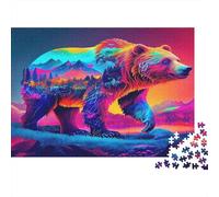 Two Bears Under Moonlight Amid Butterflies Puzzle 1000 Pieces Cadeau Unique Jeu Éducatif Challenge Toy À De Qualité Supérieure Peinture Art pour Adultes Et Enfants À Partir De 12 Ans 70x50cm/1000pcs