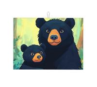 Two Black Bears Hug in The Anime Grand tapis égouttoir en microfibre réutilisable lavable pour accessoire de cuisine 45,7 x 61 cm