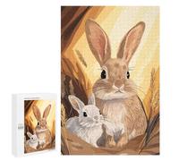 Two Bunnies in A Meadow : Cadeau De Saison, 1000 PCS Jeu D’Assemblage en Bois - À Assembler, Encadrer Et Exposer