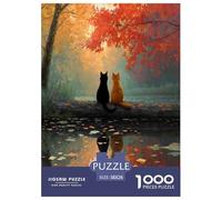 Two Chats Puzzles 1000 Pièces Cadeau Unique intéressant Jeu Éduchatif Défi Jouet À De Qualité Supérieure Peinture Art pour Adultes Et Enfants À Partir De 14 Ans 38x26cm/1000pcs