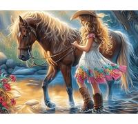 Two Cheval au galops 1000 Pièces Puzzle Collectionneur en Carton Haute Qualité Colorful Fantasy Faune Sauvage Haute Difficulté Décoration Murale Oeuvre d'art Cadeau Noël Premium 1000 PCS/75x50cm