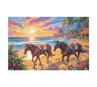 Two Cheval en Courses 1000 Pièces Puzzle Collectionneur en Carton Haute Qualité Faune Sauvage Haute Difficulté Décoration Murale Oeuvre d'art Cadeau Noël Premium 1000 PCS