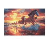 Two Cheval en Courses 1000 Pièces Puzzle Créatif en Carton Rigide sans Déformation Animal Animal de Compagnie Difficulté Moyenne Activité Manuelle Loisir Créatif Cadeau Créatif Anniversaire 1000 PCS