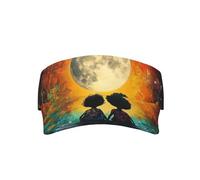 Two Children Under The Big Moon Print Adult Sunscreen Visor Cap Sun Hat Sports Visor Hat Empty Top Baseball Cap for Men Women Unisex Black