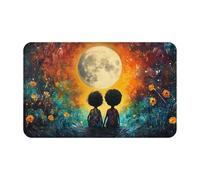 Two Children Under The Big MoonSupernatural Symbols Black Printing 1 pièce Quick Dry Peach Skin Velvet Serviette de plage surdimensionnée 140 x 70 cm pour adultes, serviette super absorbante