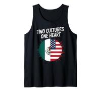 Two Cultures One Heart Drapeau USA Mexique Unity Art Femmes Hommes Débardeur