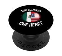 Two Cultures One Heart Drapeau USA Mexique Unity Art Femmes Hommes PopSockets PopGrip Adhésif