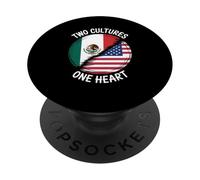 Two Cultures One Heart Drapeau USA Mexique Unity Art Femmes Hommes PopSockets PopGrip Adhésif