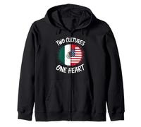 Two Cultures One Heart Drapeau USA Mexique Unity Art Femmes Hommes Sweat à Capuche