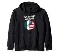 Two Cultures One Heart Drapeau USA Mexique Unity Art Femmes Hommes Sweat à Capuche