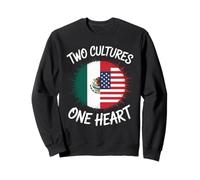 Two Cultures One Heart Drapeau USA Mexique Unity Art Femmes Hommes Sweatshirt