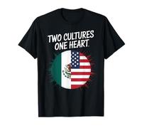 Two Cultures One Heart Drapeau USA Mexique Unity Art Femmes Hommes T-Shirt