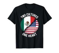Two Cultures One Heart Drapeau USA Mexique Unity Art Femmes Hommes T-Shirt