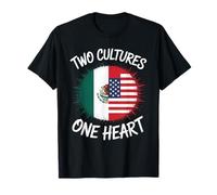 Two Cultures One Heart Drapeau USA Mexique Unity Art Femmes Hommes T-Shirt