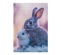 Two Cute Bunnies Puzzles pour Adultes Jeux Relaxants Défi Difficile Cadeaux De Noël Et d'anniversaire 38x26cm/1000pcs