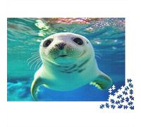 Two Cute Seals in A Colorful Fantasy World Puzzle 1000 Pièces Educa Jouet en Bois Cadeau Unique De l'art De La Décoration Jeu Éducatif Challenge Toy pour Adultes Et Enfants À Partir De 12 Ans 52x38cm