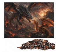 Two Dragons Facing Each Other Puzzle en Bois 300 pièces, Activité Adulte | Cadeau de fin d'année pour fan de puzzle : activité autour de la table sur plusieurs sessions.