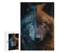 Two-Faced Wolf with Blue and Orange Fur Puzzle 1000 Pièces Educa Jouet en Bois Cadeau Unique Décoration Intérieure Jeu Éducatif Challenge Toy Adultes Et Enfants À Partir De 14 Ans 300 PCS