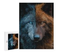 Two-Faced Wolf with Blue and Orange Fur Puzzle 1000 Pièces Educa Jouet en Bois Cadeau Unique Décoration Intérieure Jeu Éducatif Challenge Toy Adultes Et Enfants À Partir De 14 Ans 500 PCS