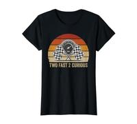 Two Fast 2 Curious Racing Voiture de Course 2ème Anniversaire pour Tout-Petit T-Shirt Graphique avec Valeur, Femme, Noir, M