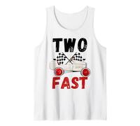 Two Fast 2 Curious Voiture de Course rétro à Carreaux pour garçon 2ème Anniversaire Débardeur