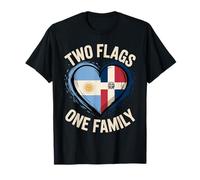 Two Flags One Family Argentinian Dominican Roots Argentina T-Shirt