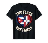 Two Flags One Family Half Cuban Dominican Roots Cuba T-Shirt