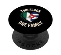Two Flags One Family Mexico Cuba Mexican Cuban Roots PopSockets PopGrip Adhésif
