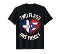 Two Flags One Family Puerto Rican Dominican Roots T-Shirt