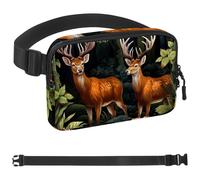 Two Forest Leaf Deer-1836 Sac banane unisexe style : sac banane tendance, sac à bandoulière sport fin et tendance pour jogging, randonnée, randonneur, femme, homme, multicolore, 4 x 23 x 15 cm,