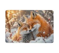 Two Foxes Cuddling in the Snow Tapis 150 x 100 cm, Doux et Antidérapant | Tapis intérieur doux avec poils courts; met clairement en valeur le motif choisi; pour chambre