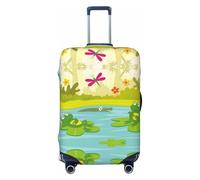 Two Frogs Are Sitting On Water Lilies Housse de bagage de voyage élastique Housse de protection pour bagages 45,7 à 81,3 cm, Noir/blanc, X-Large