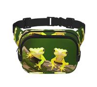 Two Geckos Sac banane pour femme avec imprimé Geckos pour le voyage, la course à pied, la chasse pour adulte, noir, One Size