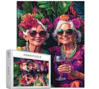 Two Happy Grandmothers - Puzzle de 1 000 pièces pour adultes - Scène d'art - Puzzle d'activités familiales stimulantes - Puzzle coloré pour décoration d'intérieur - Cadeaux de 50,8 x 68,6 cm