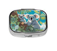 Two Happy Koalas Pilulier de voyage à 2 compartiments Mini pilulier portable Boîte de rangement pour médicaments vitaminés