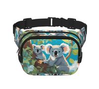 Two Happy Koalas Sac banane carré double couche - Sac banane unisexe partout pour la course, les voyages, la randonnée, le fitness, noir, taille unique, Noir/blanc, One Size