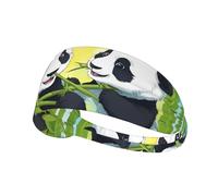 Two Happy Pandas Bandeau de sport élastique imprimé pour course à pied, fitness, tennis, yoga