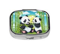 Two Happy Pandas Boîte de rangement carrée pour médicaments à 2 compartiments