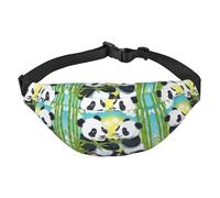 Two Happy Pandas Grand sac banane tendance pour voyage, décontracté, convient pour le sport, la course à pied, le cyclisme, les voyages, la pêche
