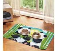Two Happy Pandas Tapis d'alimentation en similicuir absorbant l'eau pour animal domestique 30 x 45 cm antidérapant durable pour gamelles de chat et chien